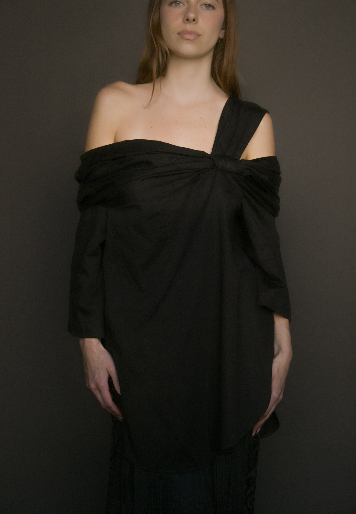 romeo gigli circa 1989 1990 black off shoulder top dress