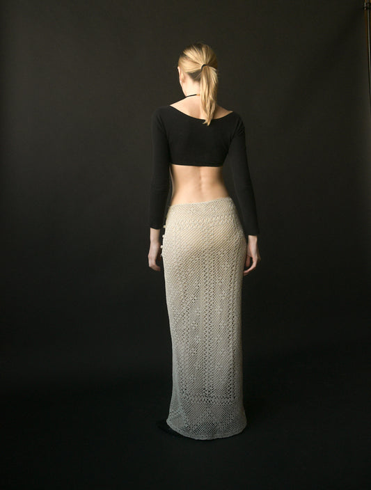 alberta ferretti crochet lace long skirt