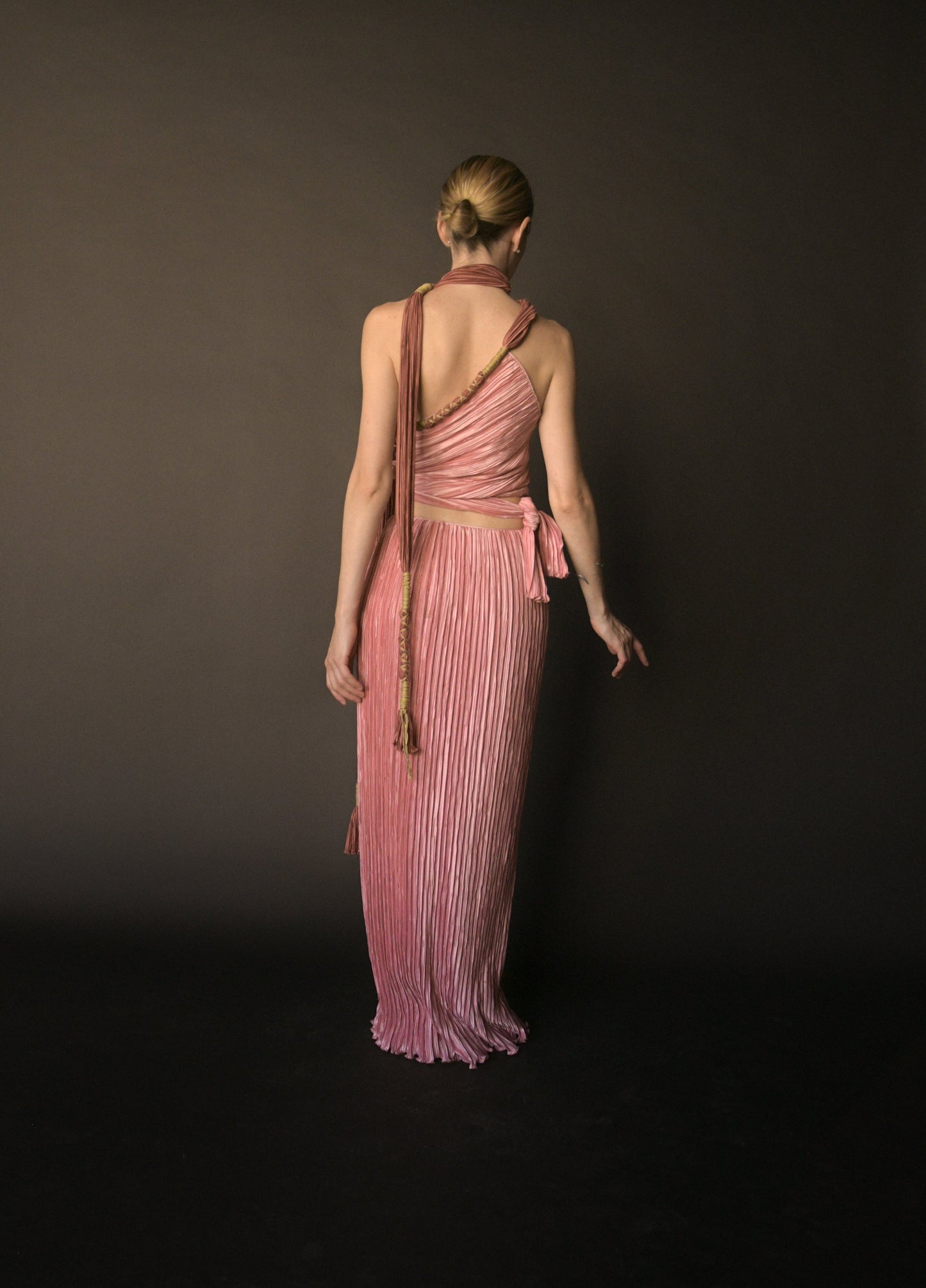 mary mcfadden 1981 pink fortuny pleat grecian skirt ensemble