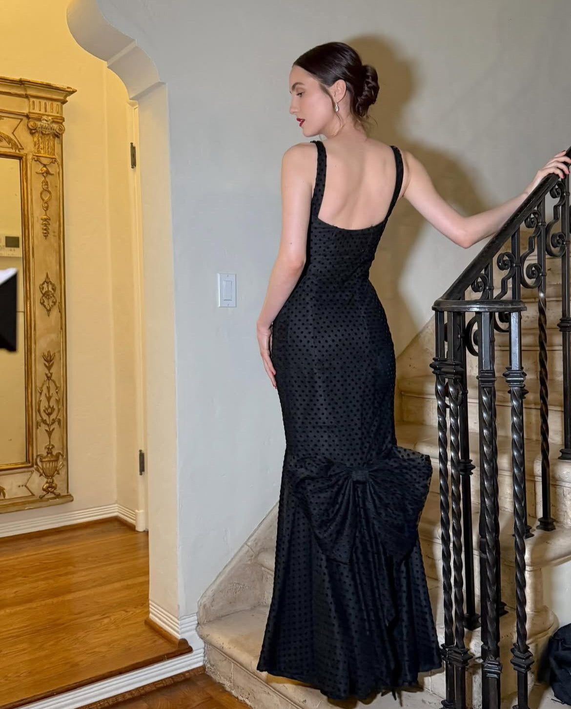 christian dior black polka dot mermaid dress