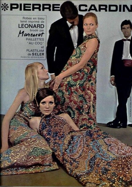 1960s pierre cardin floral circle scarf dress