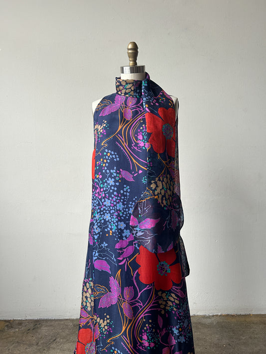 1960s pierre cardin floral circle scarf dress