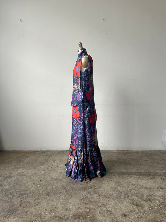 1960s pierre cardin floral circle scarf dress