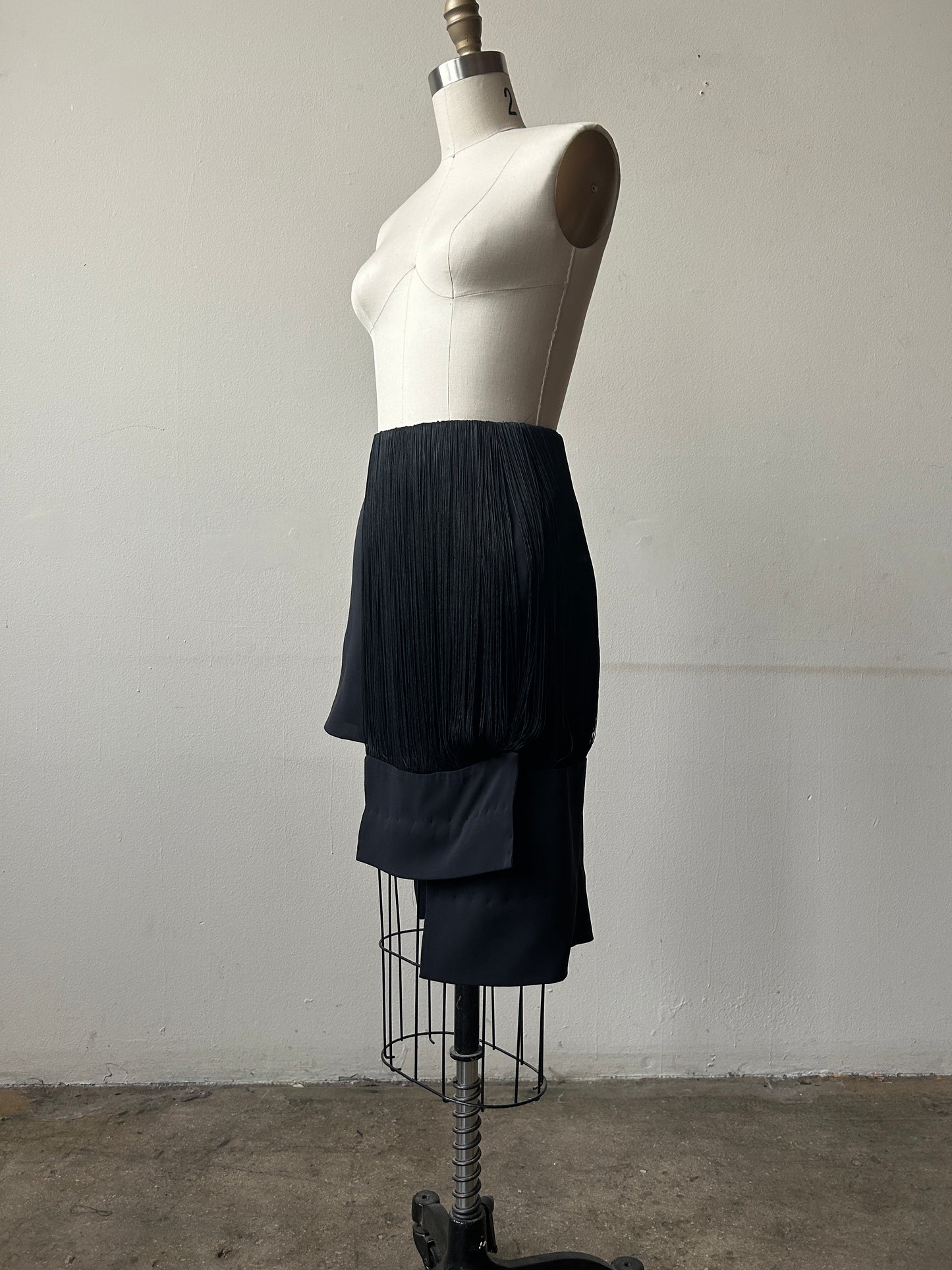jil sander spring 2009 by raf simons black fringe skirt
