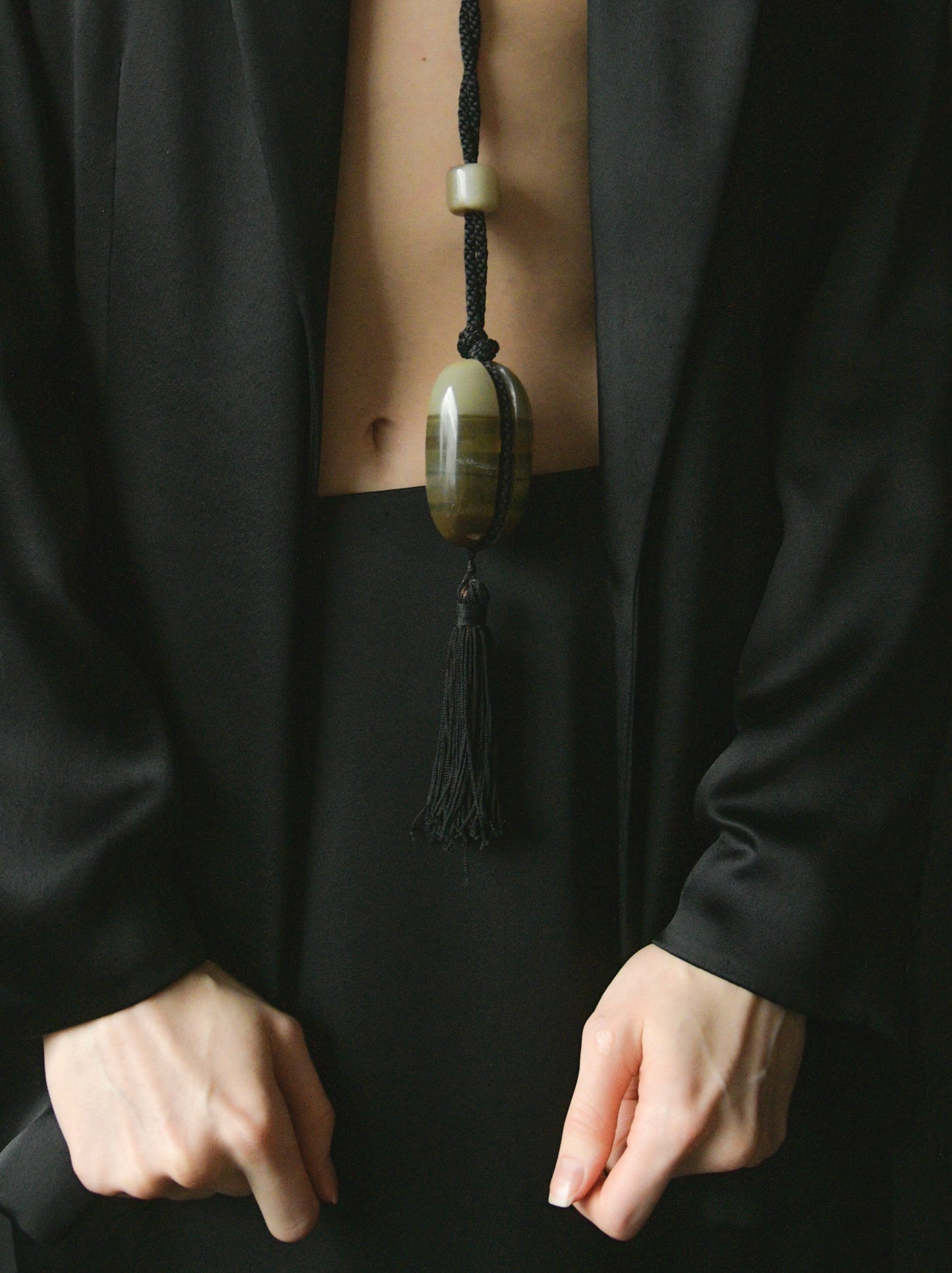 jean-louis scherrer resin on cord tassel necklace