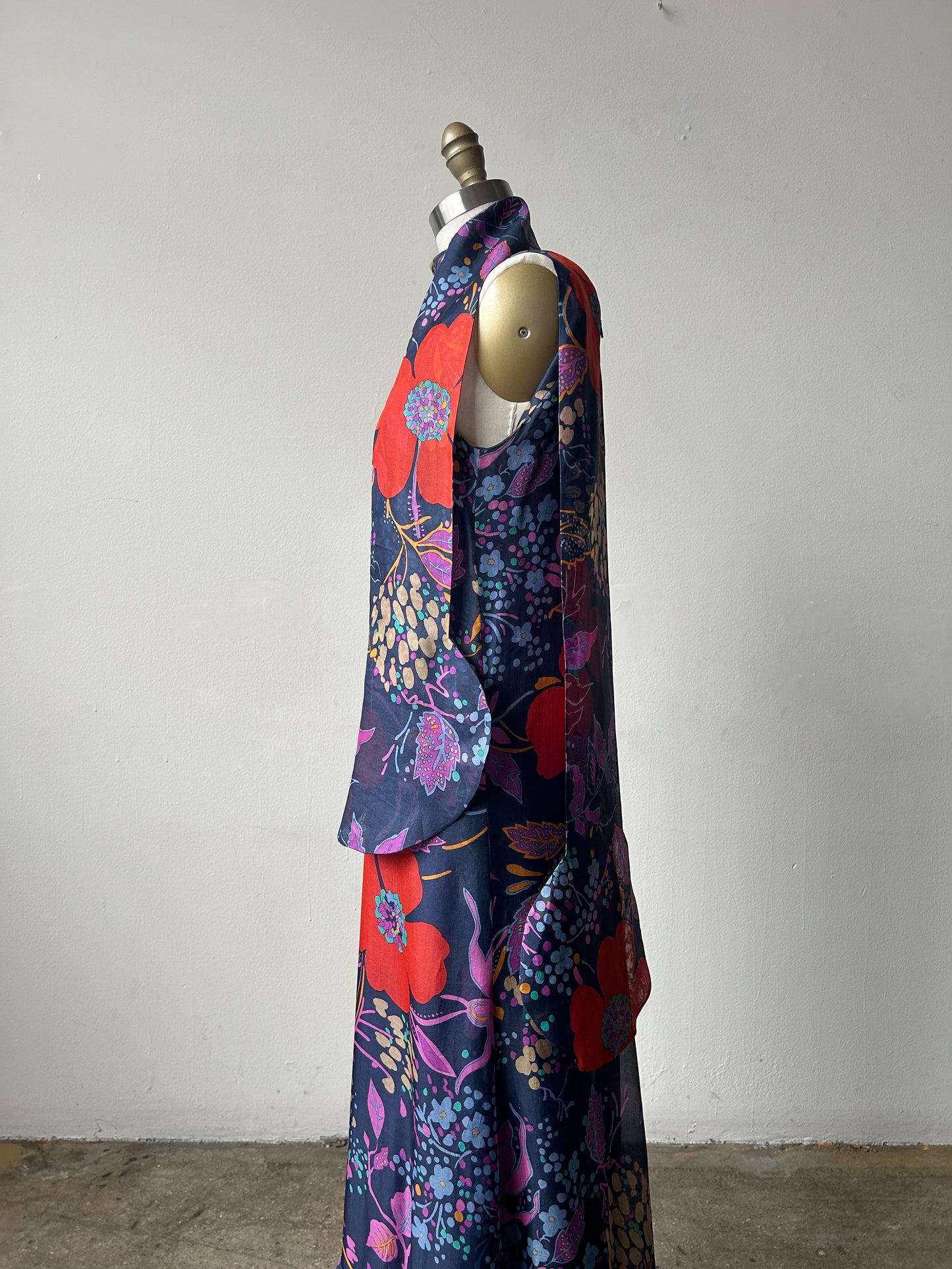 1960s pierre cardin floral circle scarf dress