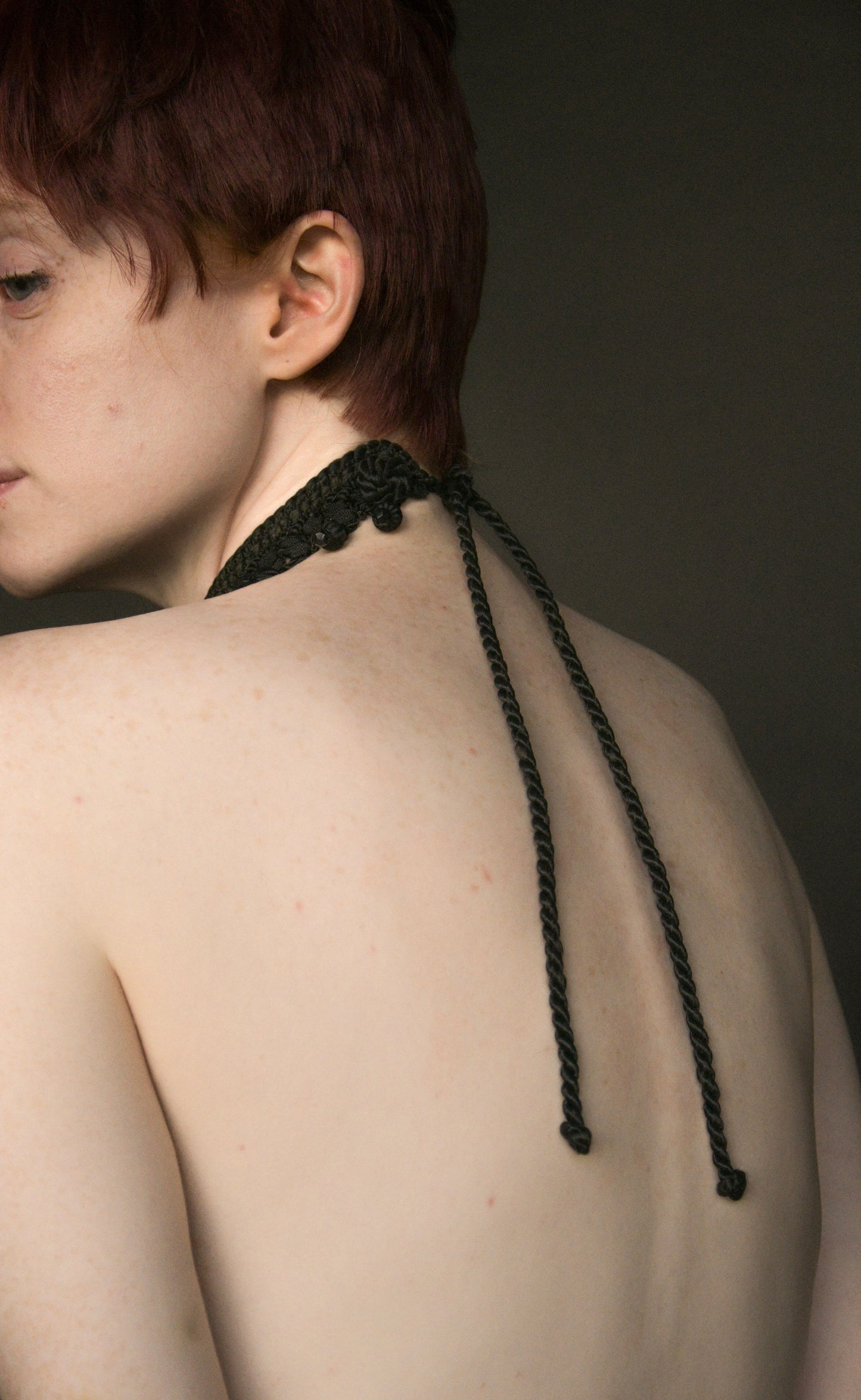 reserved - 1960s yves saint laurent black beaded rope choker