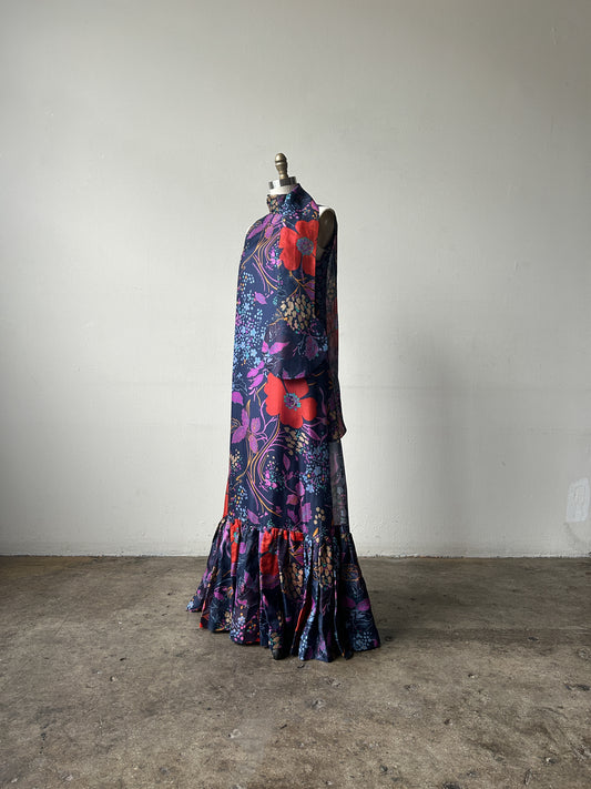 1960s pierre cardin floral circle scarf dress