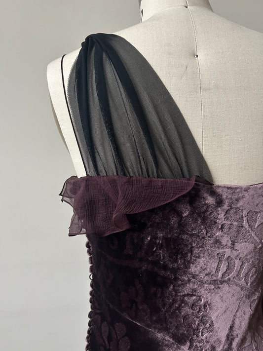 christian dior fw 2006 by john galliano devore ruffle bias cut dress