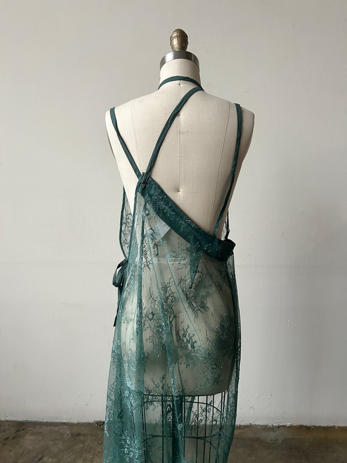 yohji yamamoto y's 2018 green lace wrap dress