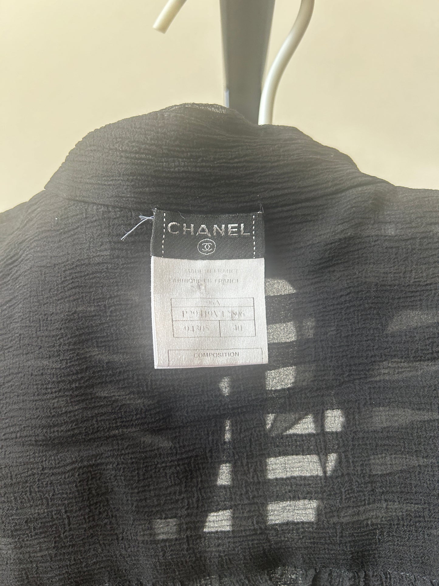 chanel black silk chiffon blouse