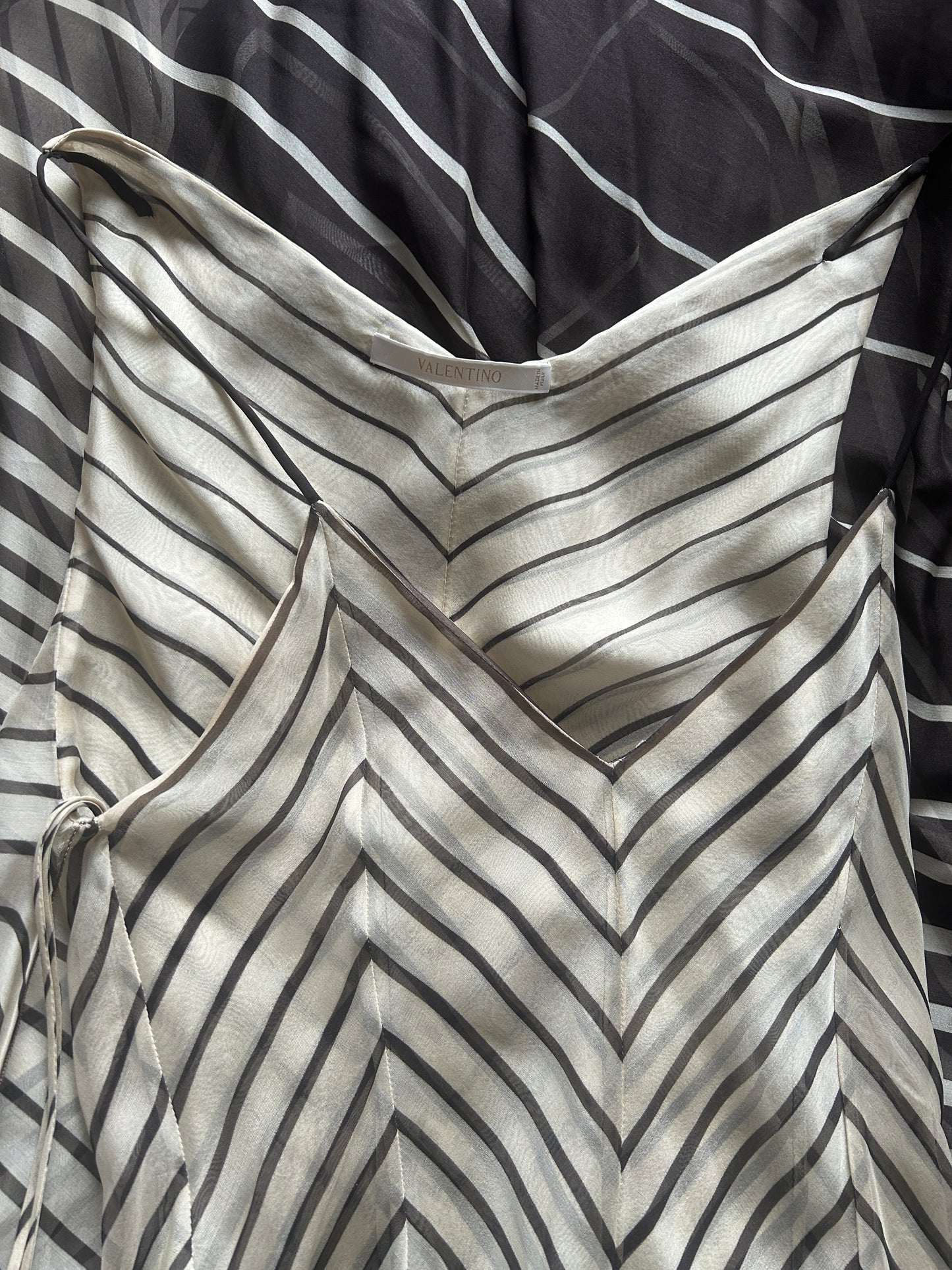 valentino spring summer 2001 gradient striped silk chiffon layered dress