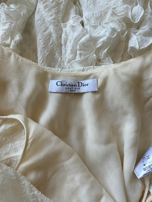 christian dior white ruffle bias dress