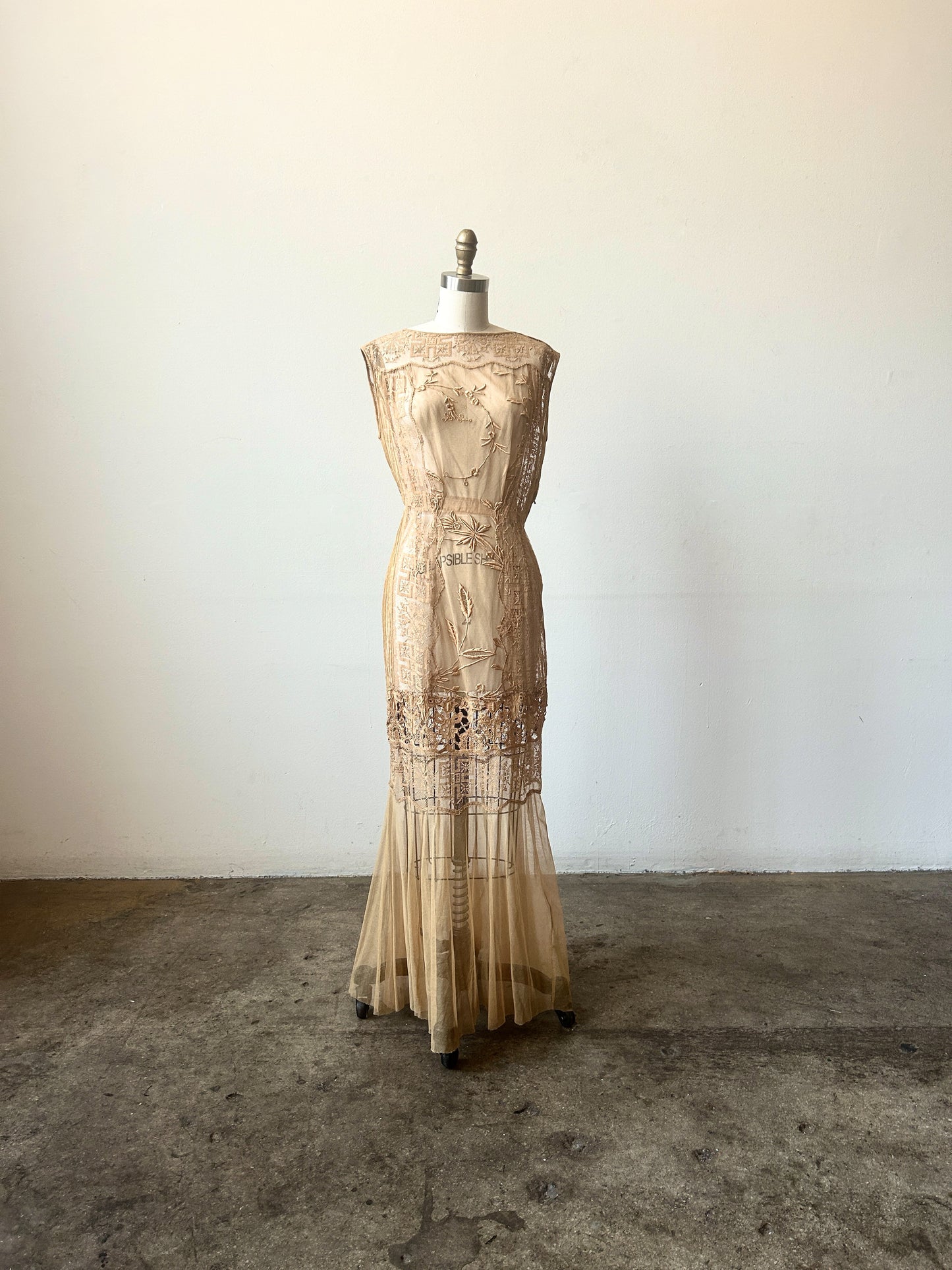 antique filet lace dress