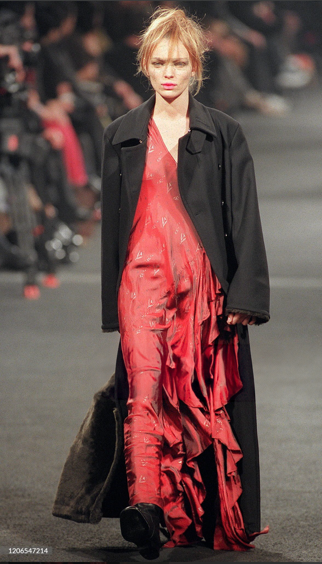 dries van noten fw 1998 silk leaf print ruffle skirt