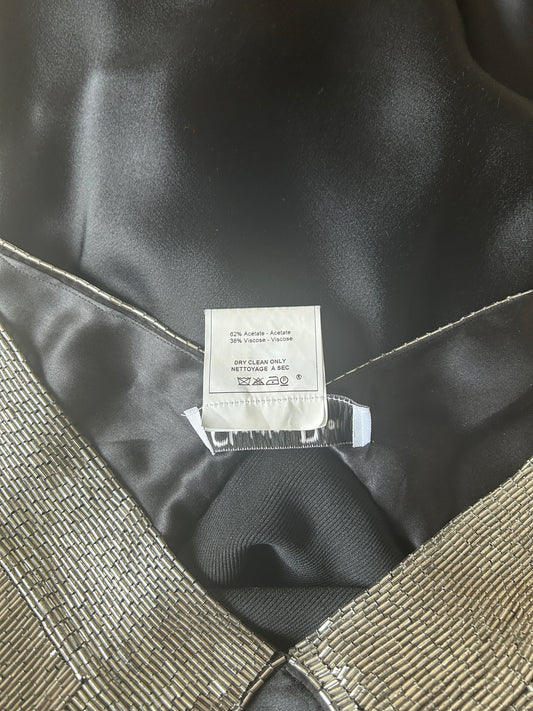 2001 christian dior black satin beaded gown