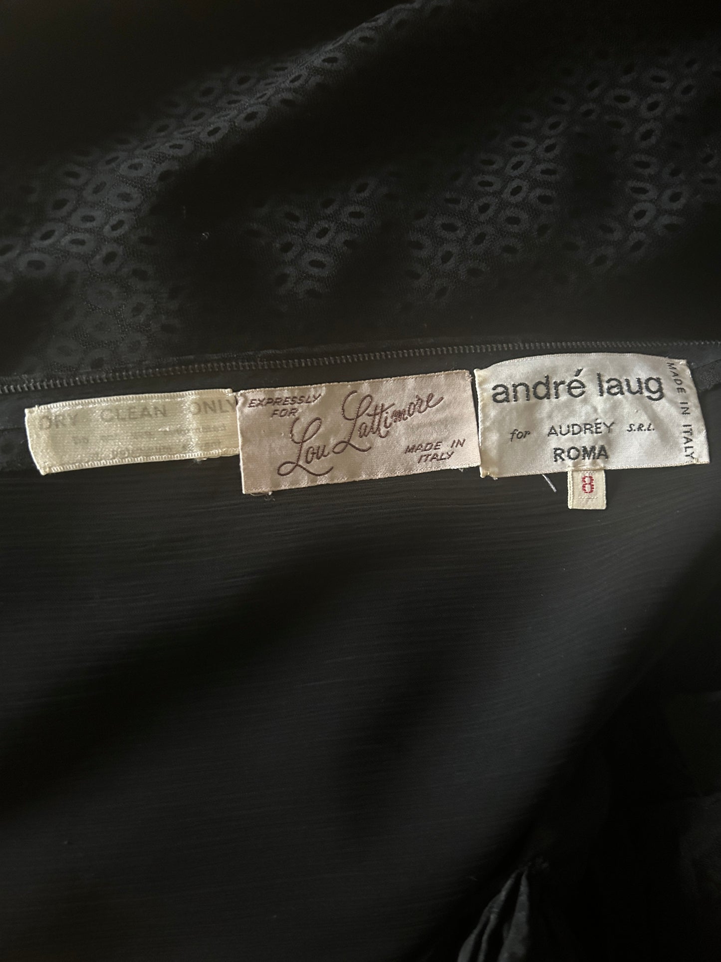 andre laug black silk pleated dress