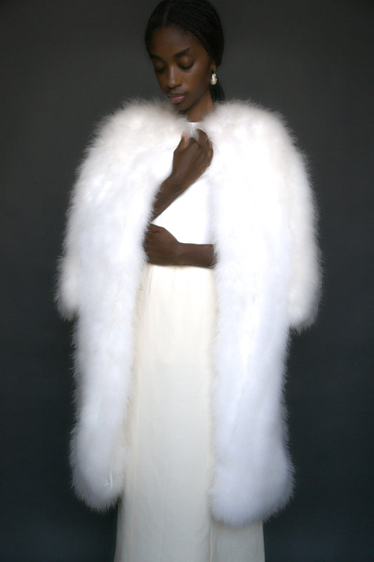 white marabou feather coat