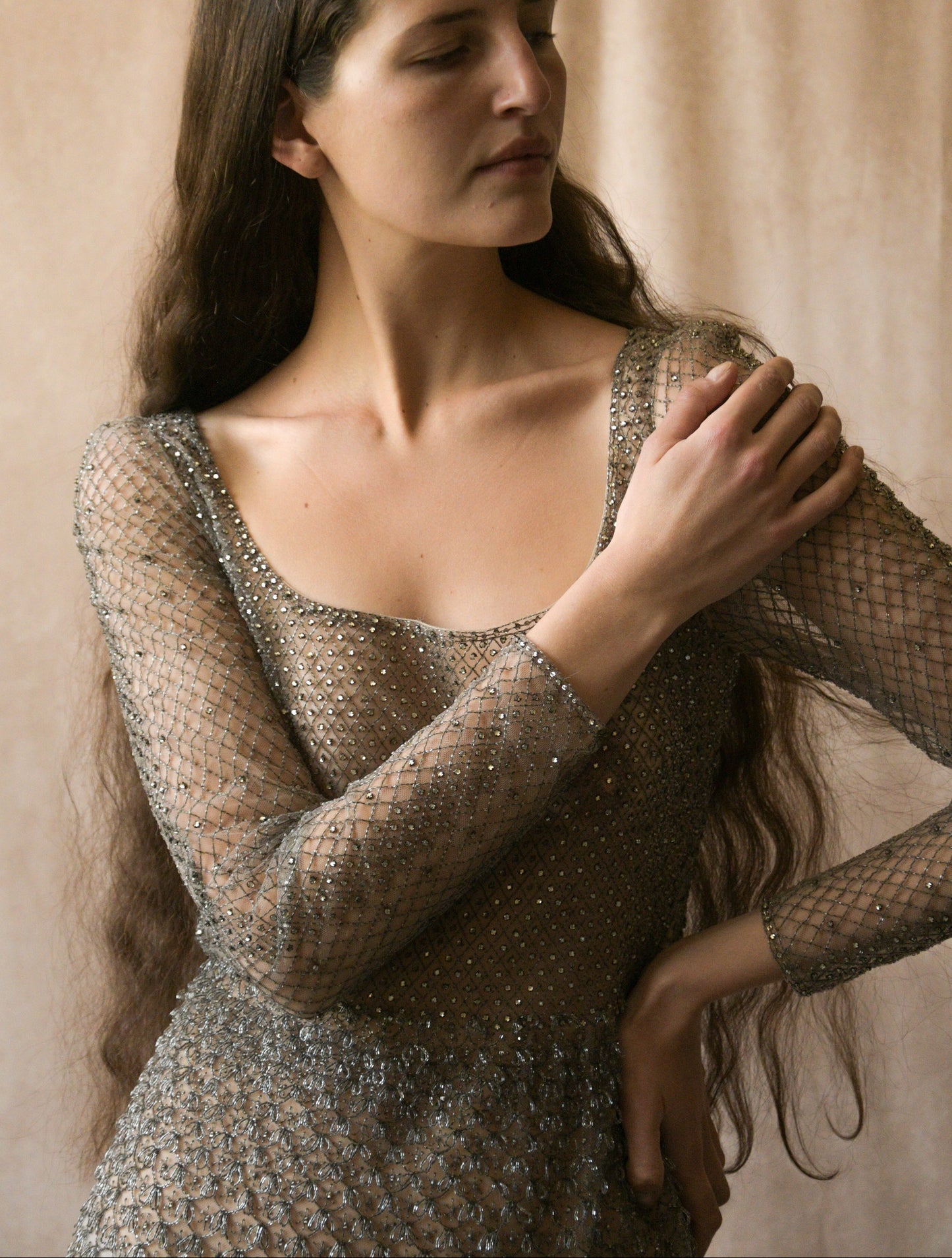 valentino rhinestone and bead embellished dress