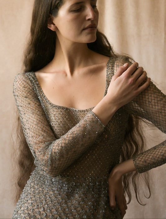 valentino rhinestone and bead embellished dress