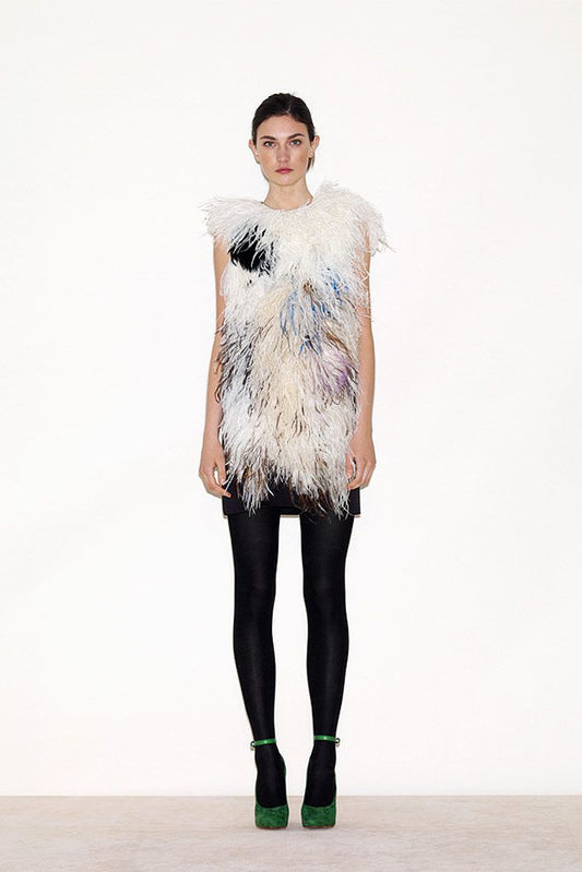 celine by phoebe philo pre-fall 2010 ostrich feather mini dress