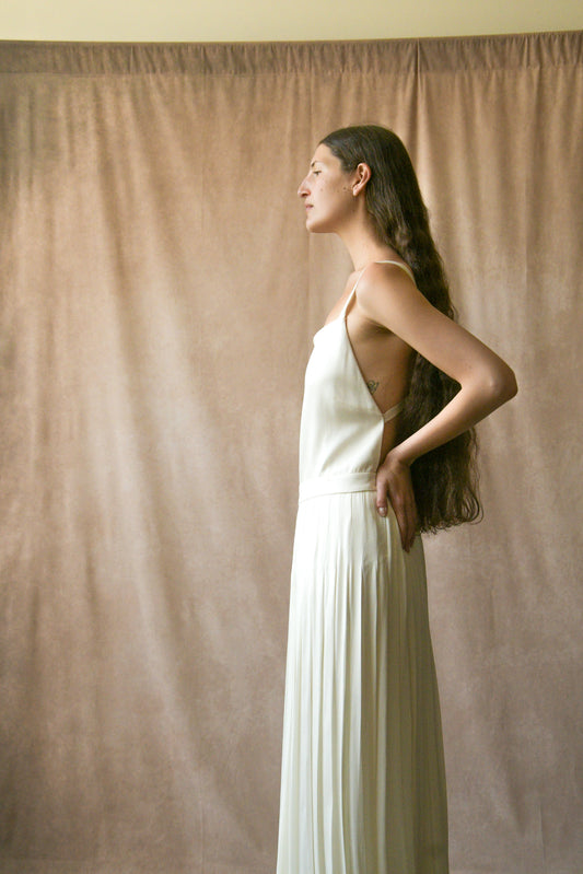 ralph lauren purple label white pleated 2004 reissue dress