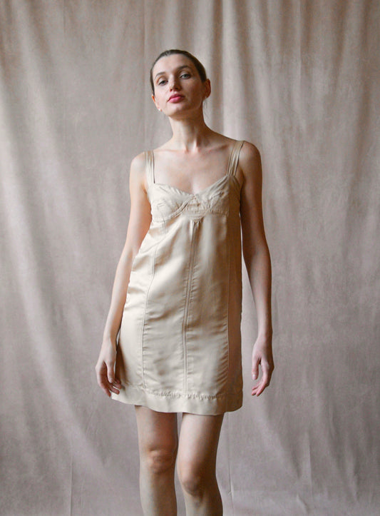 chanel pale pink silk mini dress