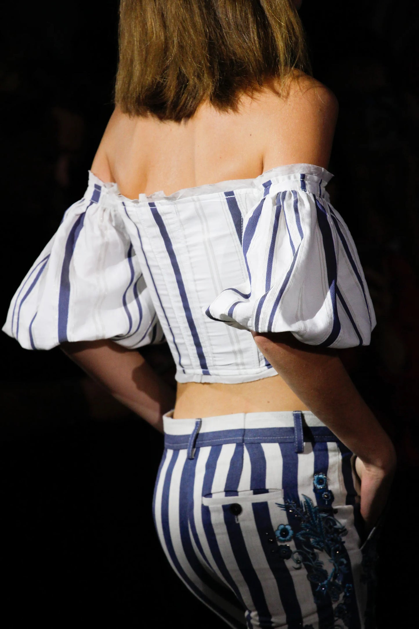 roberto cavalli spring 2017 striped corset pant set