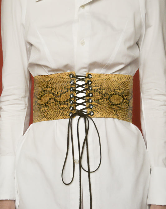 yves saint laurent snakeskin corset belt