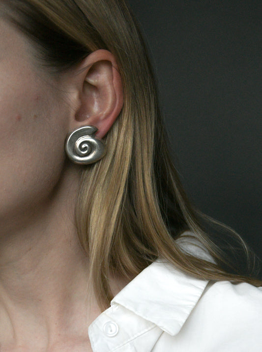 sterling silver coiled shell earrings