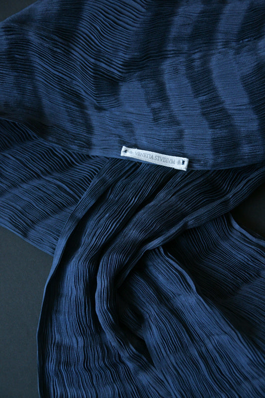 fortuny venezia blue silk plisse scarf