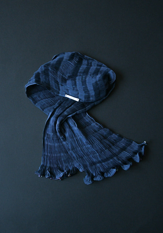 fortuny venezia blue silk plisse scarf