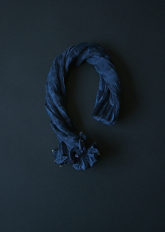 fortuny venezia blue silk plisse scarf