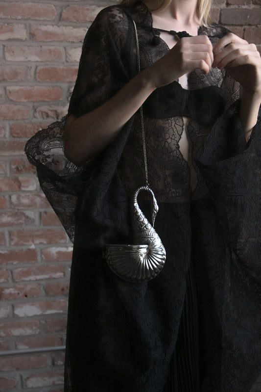 metal swan purse