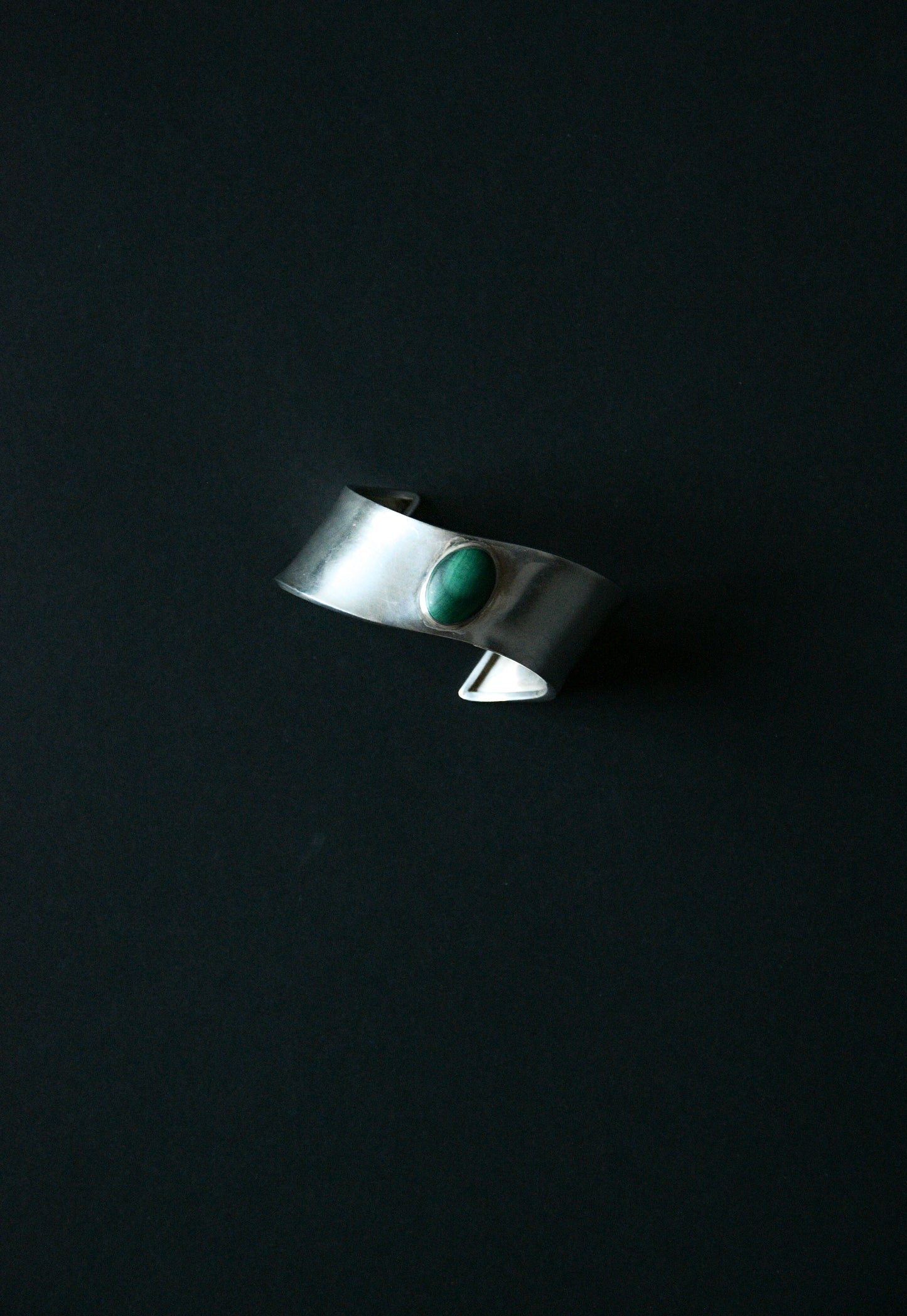 sterling silver malachite modernist cuff