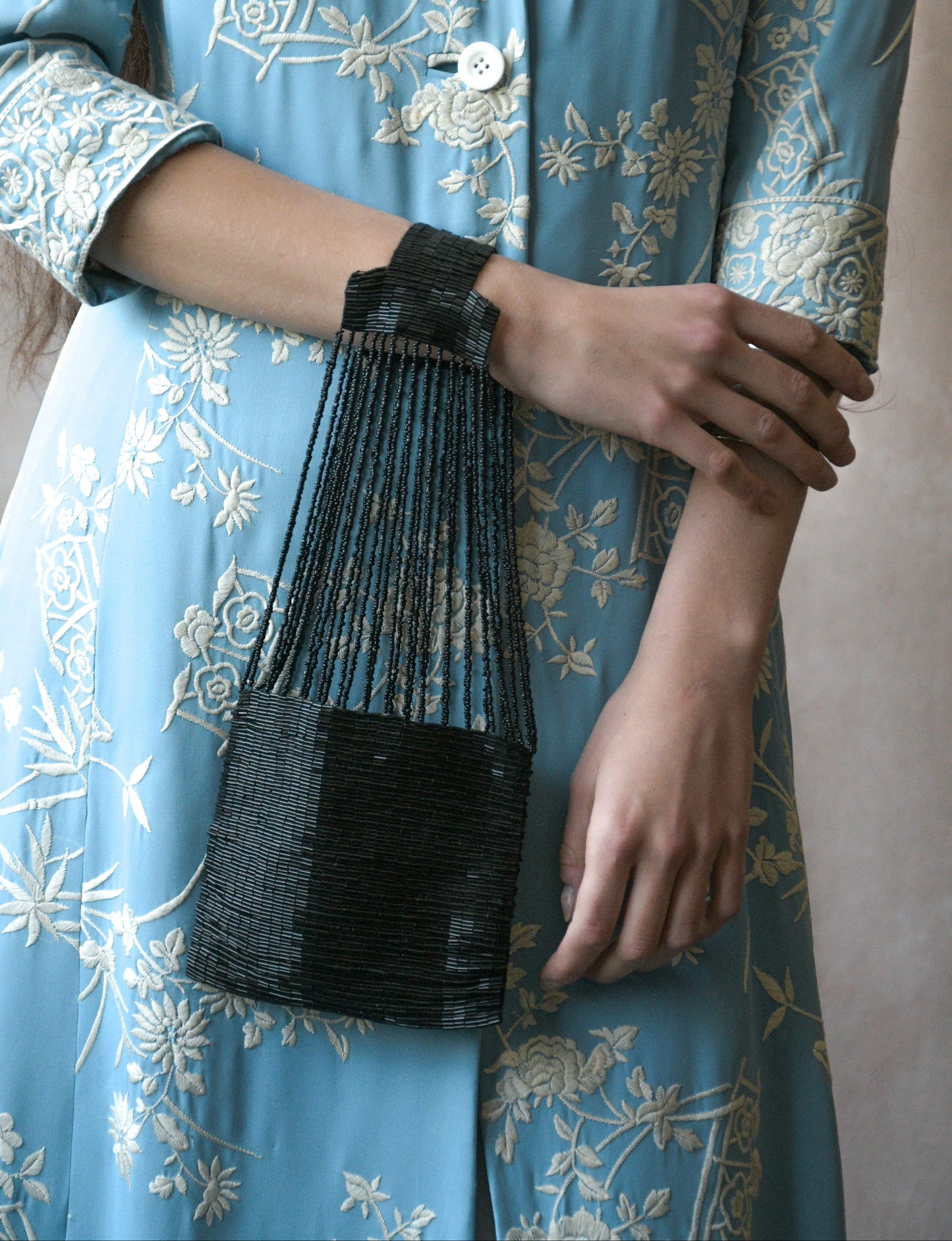 black antique beaded purse