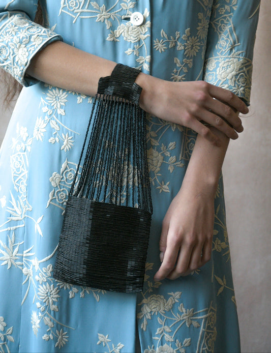black antique beaded purse