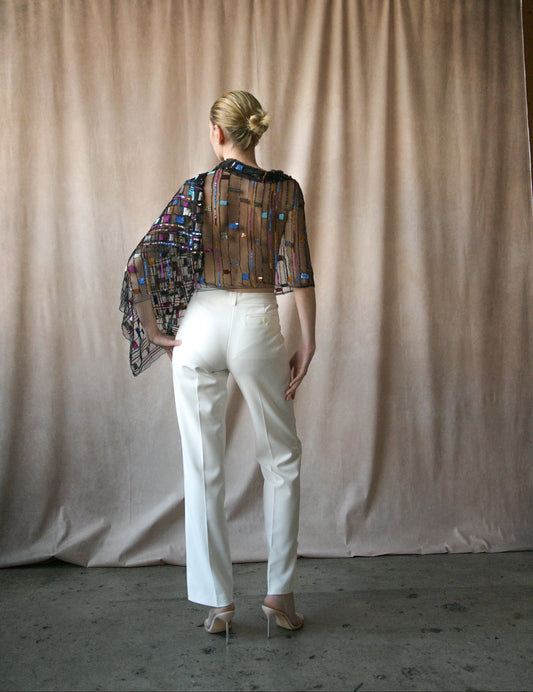 giorgio armani black sequin and bead embellished shawl