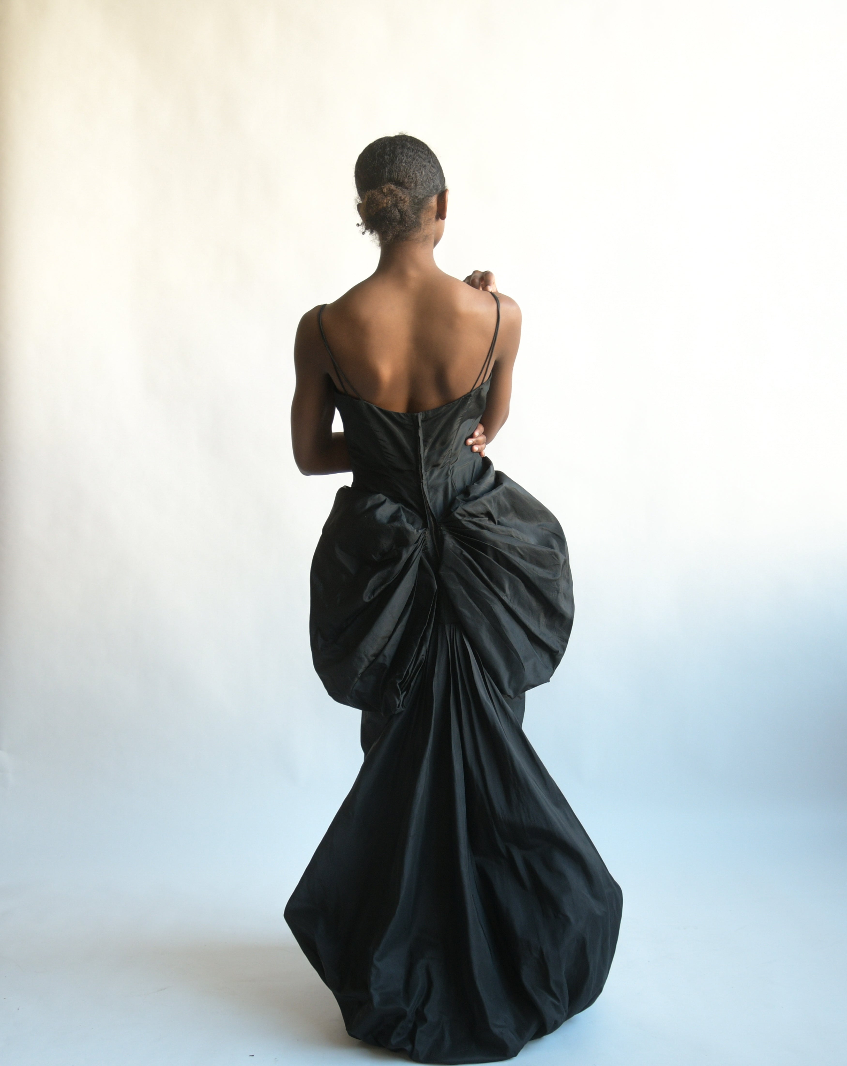 Long Black Taffeta Dress