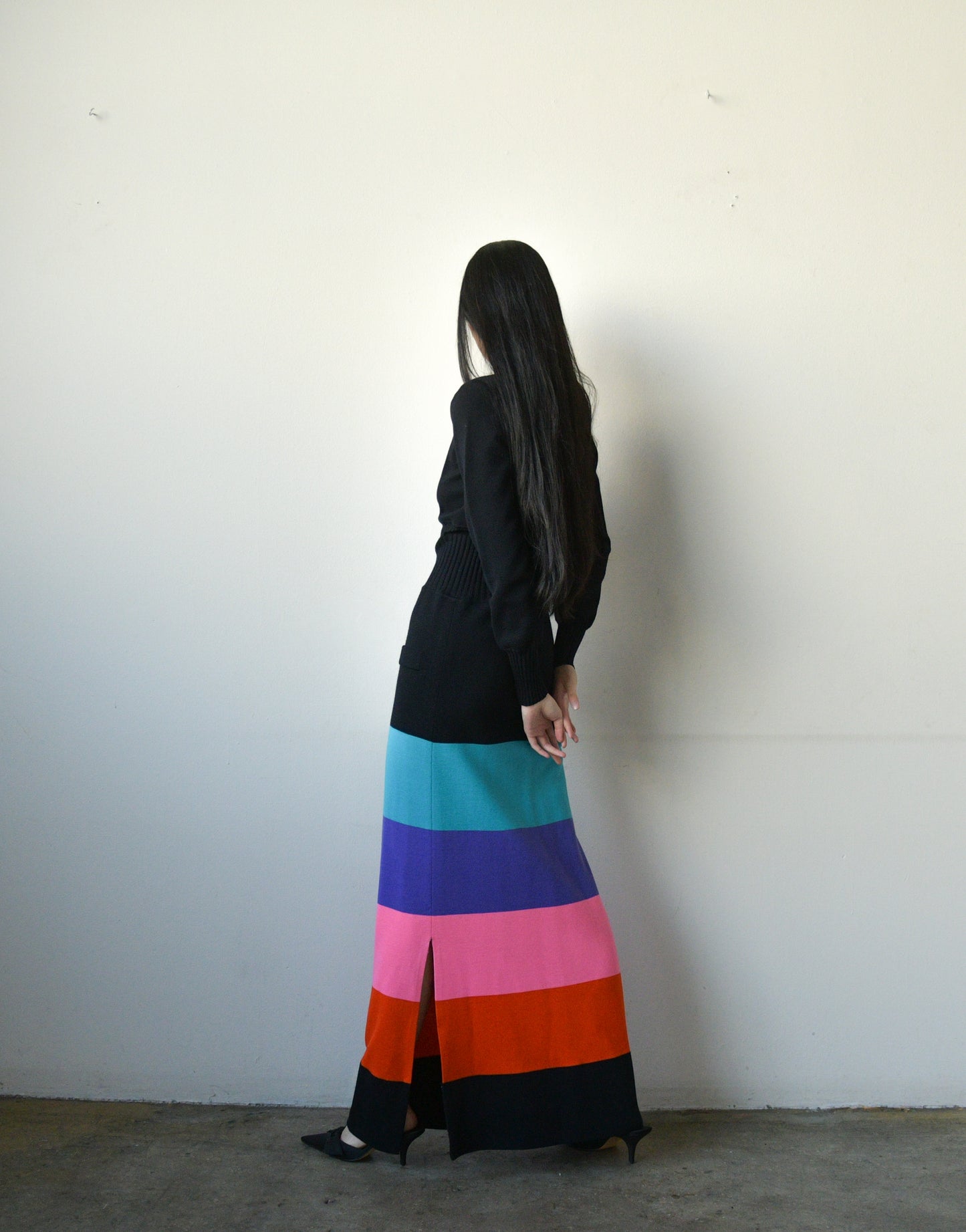 jean patou 1960s rainbow knit dress