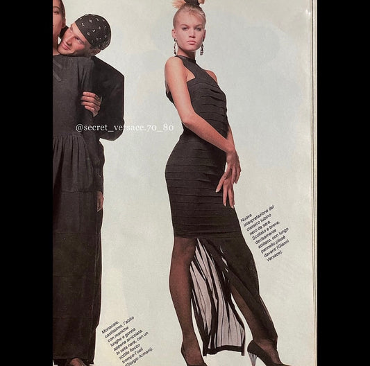fw 1987 versace silk chiffon pleated dress