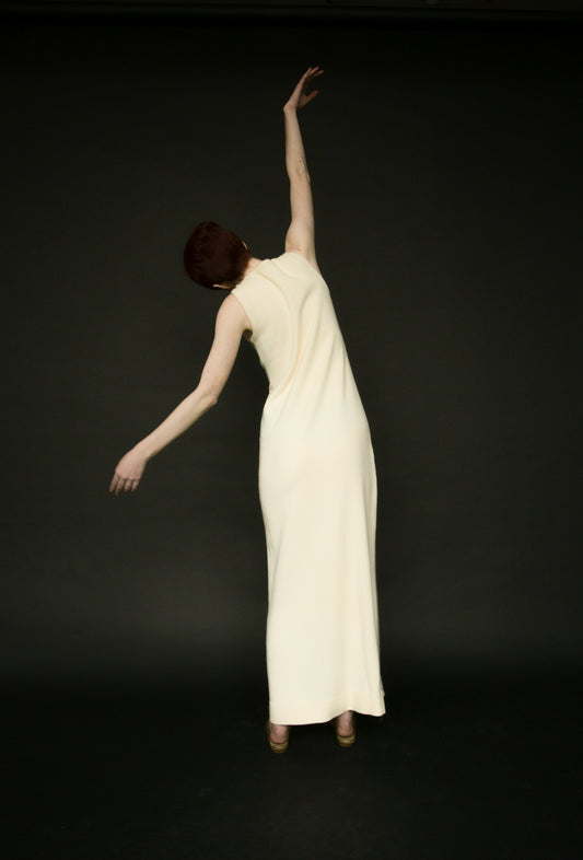 1973 halston ivory cashmere dress