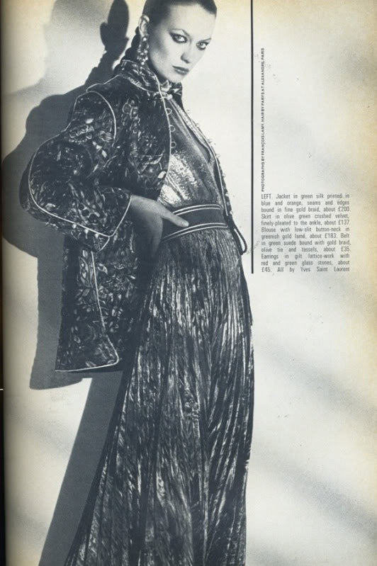 fw 1975 yves saint laurent black quilted coat