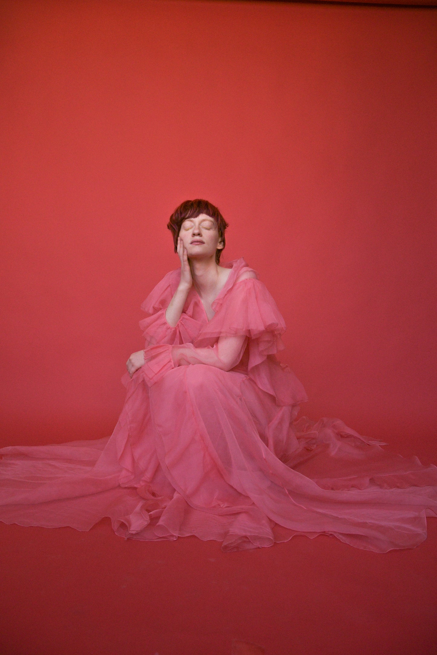 gucci ss 2016 pink silk ruffle dress
