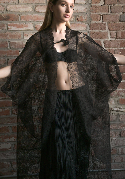 antique black chantilly lace opera cape