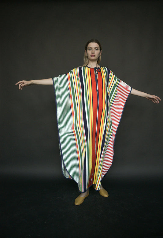 1970s striped cotton caftan