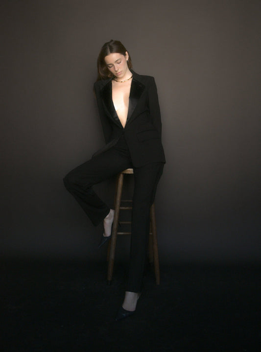 yves saint laurent black tuxedo suit