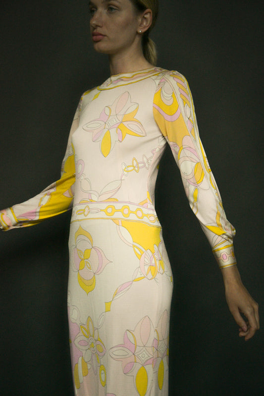 1970s pink pucci print dress