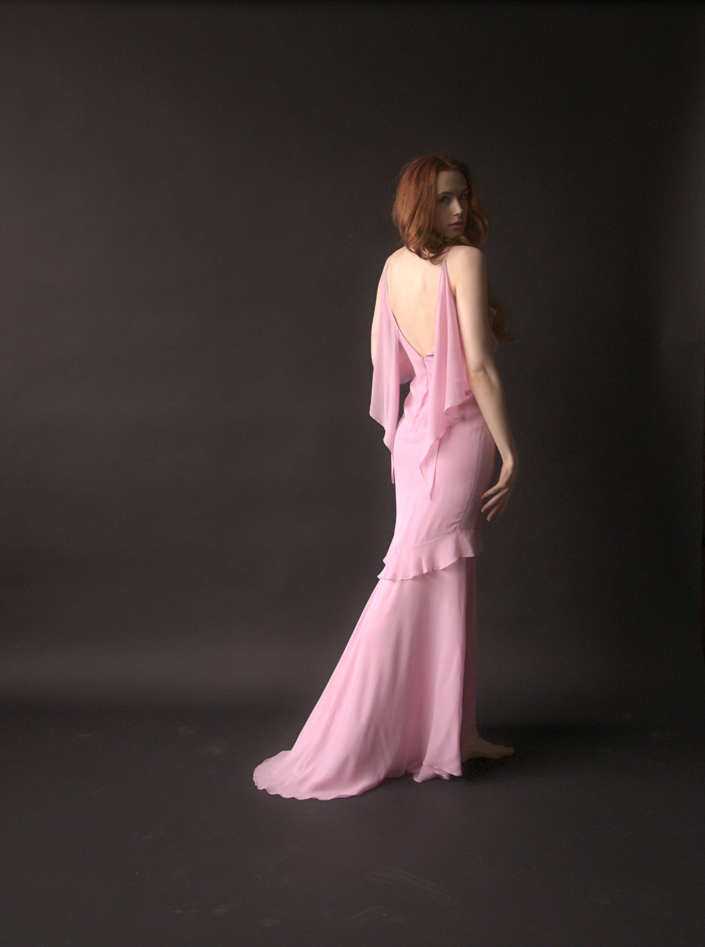 yves saint laurent rive gauche by tom ford spring 2004 lilac silk chiffon ruffle dress