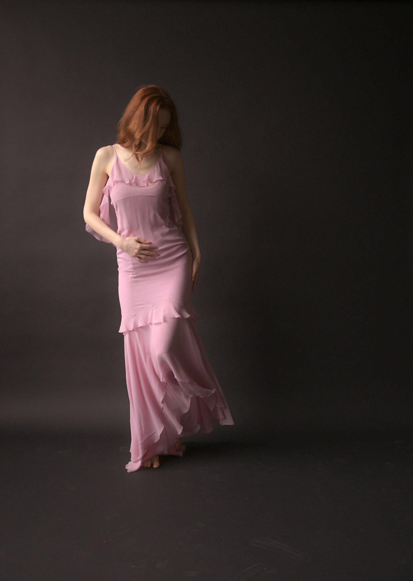 yves saint laurent rive gauche by tom ford spring 2004 lilac silk chiffon ruffle dress